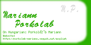 mariann porkolab business card